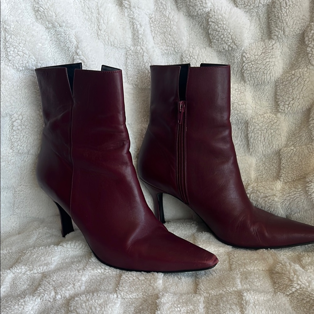 ANDREA FENZI Red Heeled Boots with Polished Finish